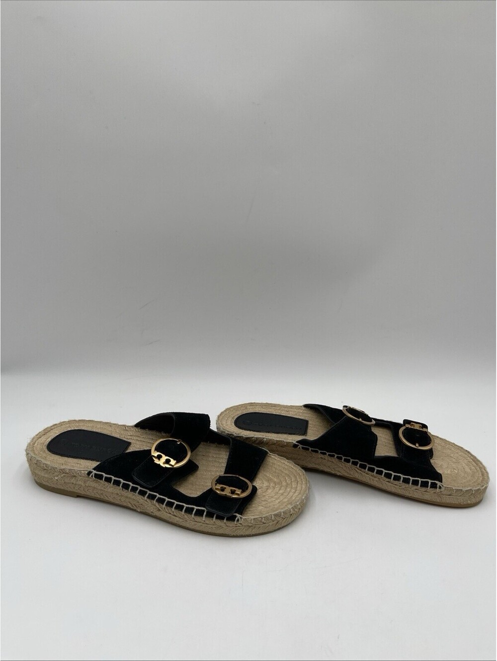 Tory Burch Women's Selby Espadrille Slide Sandals Perfect Black Size 7.5M